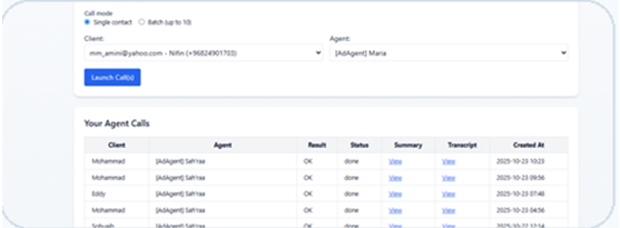 Call Administration Interface